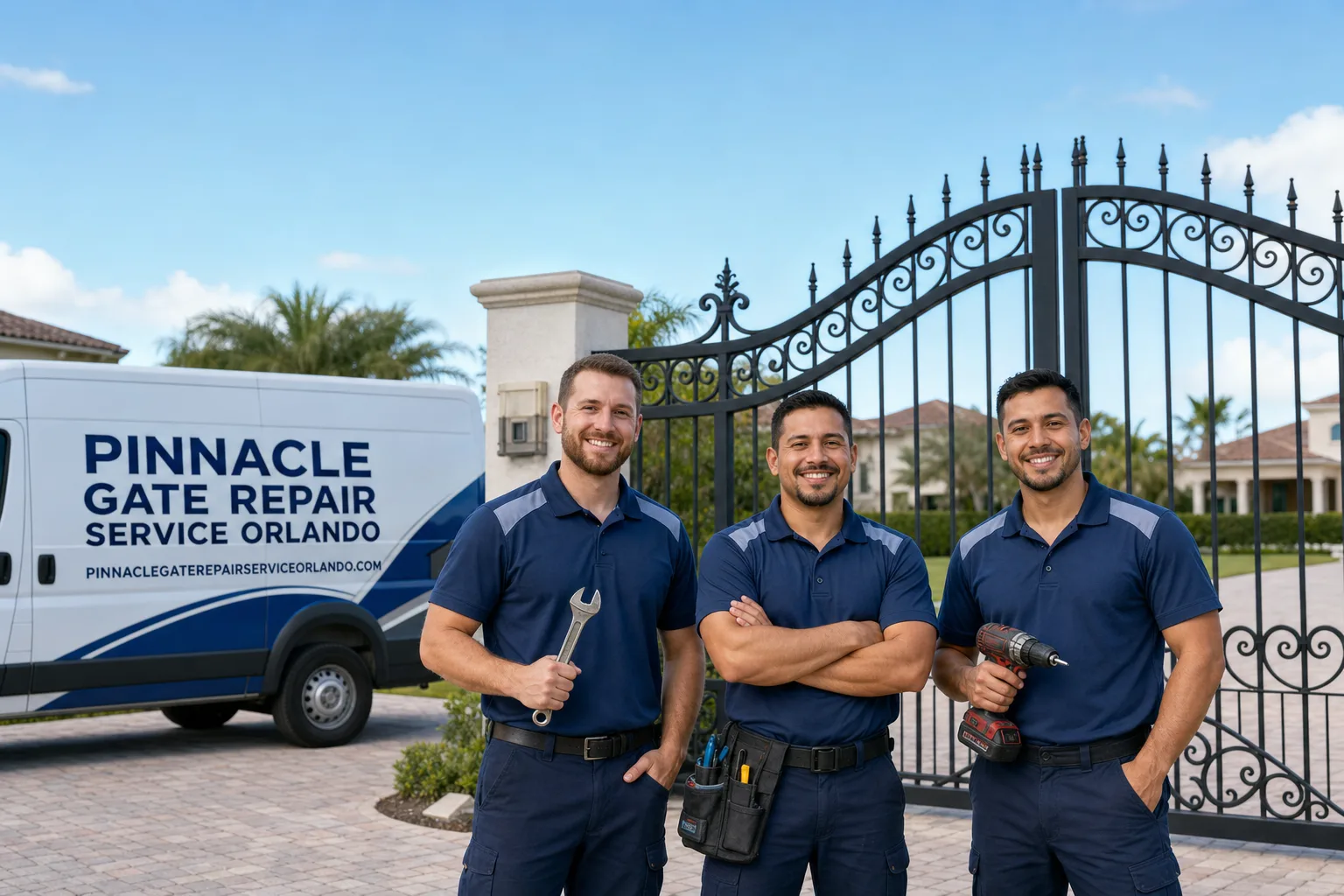 Pinnacle Gate Repair Service Orlando service vehicle and crew in Orlando, FL